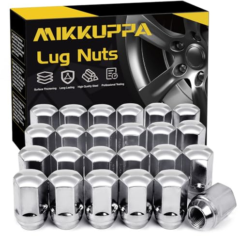 MIKKUPPA M14x1.5 Lug Nuts - One-Piece Chrome OEM Factory Style Large Acorn Seat Lug Nuts 7/8 Hex Replacement for Most Chrysler Dodge Jeep Ram Vehicles 24pcs Replace OEM 611-330