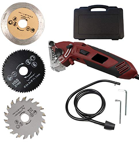 400w Mini Circular Saw, Compact Circular Saw with 3 Cutting Blades, Exact Saw Speed 4000rpm, Scale Ruler, Cutting Depth12mmcompact Circular Saw for Wood, Tile and Soft Metal
