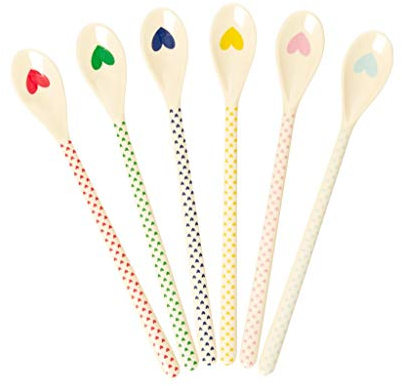 Rice - Latte Löffel - 6 Stück - Heart Print/Herz - aus Melamin