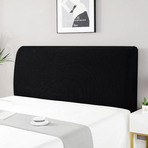 Kopfteilbezug für Bett, Kopfschutz, dehnbar, gepolstertes Kopfteil, Schlafzimmer, 170-190 cm, Schwarz