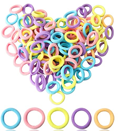 Hanyousheng 120 Stück Haargummis Mädchen, Baby Zopfgummis, Haargummis Klein ohne Metallbügel, Elastische Soft Haargummi Mini Haarband in 5 Farben, für Mädchen Kinder Kleinkinder Baby