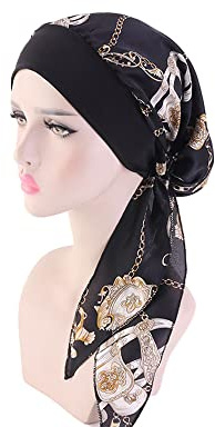 JUHONNZ Chimio Turban pour Femmes,Écharpe de Tête en Satin Casquette de Turban en Coton Couvre-tête Elastique Mousseline Bandana Casquette pour Femmes Cancer