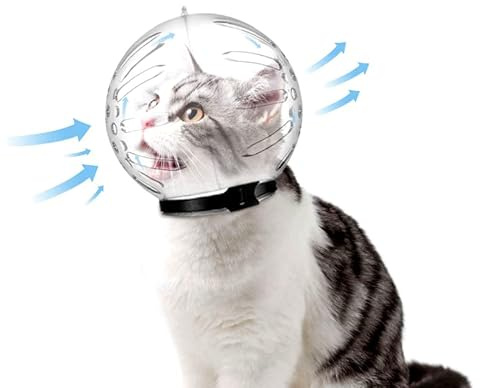XGOPTS Maulkörbe für Katzen Atmungsaktiv transparent Beißschutz Haustierpflege Anti-Biss Anti-Lecken Badepflege Katzen Gesichtsmaske für Haustiere Katzen Raumhaube Katze Kugelform Katzenhelm
