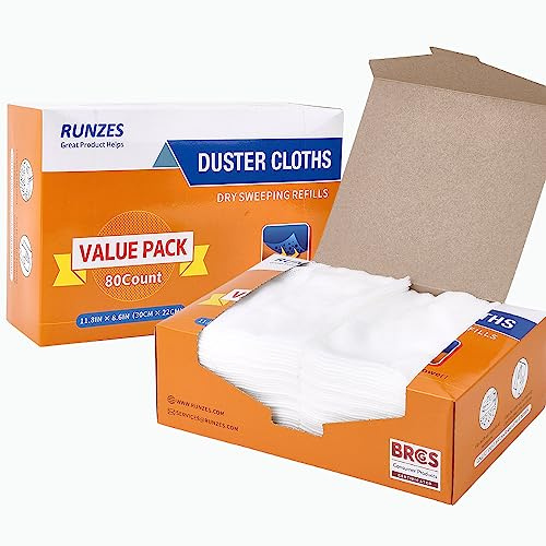 Runzes Dry Sweeping Refills Mop Pads Staubtücher Weiß Einweg-Reinigungstücher zum Reinigen von Staub, Haaren, Schmutz (160)