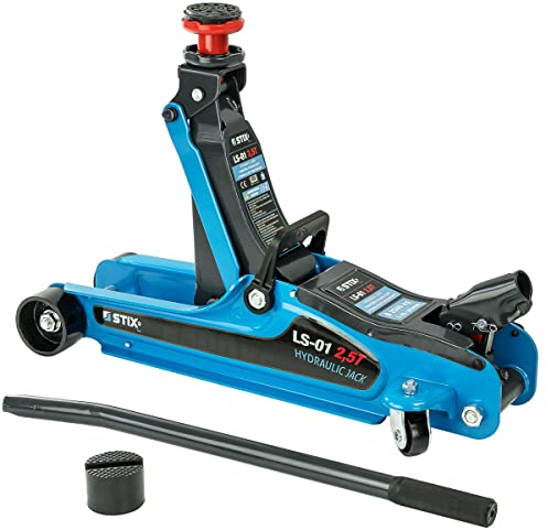 Cric Sollevatore idraulico 2,5T - Idraulico a carrello LS-01 per auto sportive e SUV, profilo basso 85 mm, altezza max 365 mm, struttura robusta in acciaio