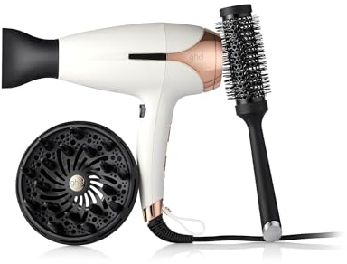 ghd - Sèche-cheveux ghd Helios - Sèche-cheveux professionnel (Blanc) - Puissant et précis - Cheveux sans frisottis et 30% plus brillants - Recommandé par les coiffeurs - Brosse et Diffuseur inclus