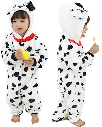 Doladola Babysparkdräkt för pojke och flicka, djurhuva, onesie, småbarn, overall, höst- och vinterkläder(4-5 år,hund)