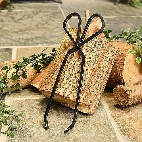Black Iron Fireplace Log Tongs - 37cm