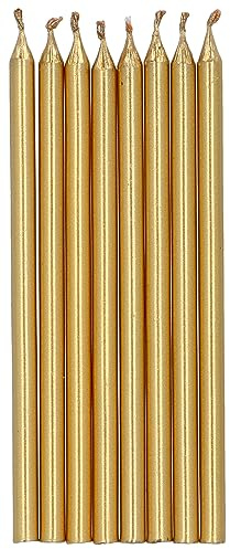 Folat 24186 Velas de Pastel - Velas Dorado - 10 cm - 24 piezas Adornos para pasteles para fiestas de cumpleaños, aniversario de Bodas, fiesta de Graduación, baby shower, fiesta de niños