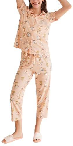 women'secret Pijama Camisero 100% algodón Disney Bella y Bestia Pyjama, Rosa Estandar, S (Pack de 3) para Mujer