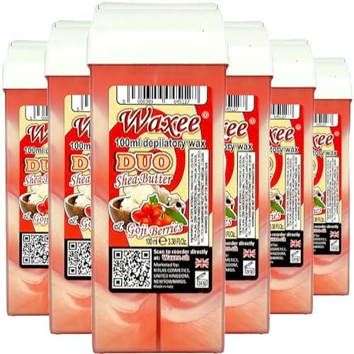 Rulla på vaxroller vaxpatron 100 ml, 6 st Waxee DUO vaxpåfyllning (sheasmör och Goji Berries)