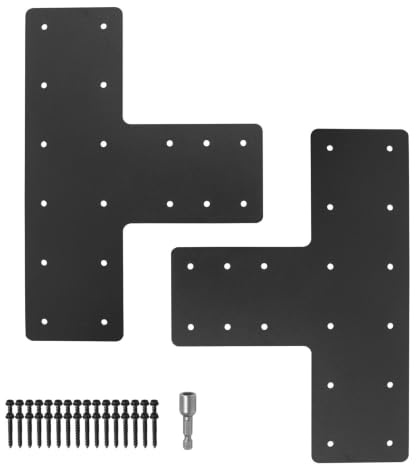 XZWMY 2 soportes de poste en T, placa de reparación resistente de 16.8 x 12 pulgadas con soportes de pérgola con recubrimiento en polvo, soporte de viga en T, soporte de armadura en T, conectores de