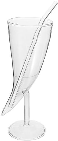 Amosfun Juice Cup Beer Cups Horn Shape Cocktail Glass Goblet Flutes Novelty Glasses Funny Wine Toasting Goblet Drinking Cup for Bourbon Juice Mojito Martini Summer Beach Party