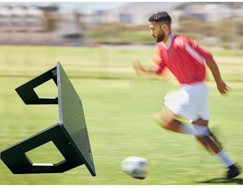 Fußball Rebounder Fußball Rebounder Board Trainer Für Passspiel Und Schusstraining, Schwarz Groß Fußball-Trainingswand/Doppelter Winkel Fußball-Rebounder, Stoßfest, Hinterhof Zuhause Fitnessstudio(Co
