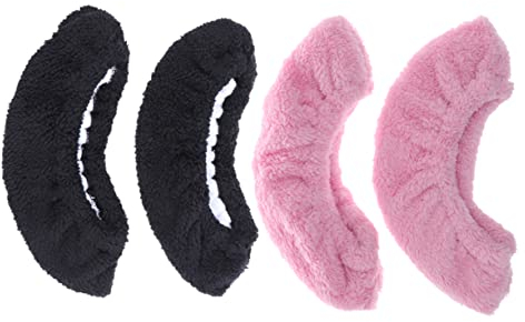KITANDOVE 2paare Elastische Skatingüberzüge Plüsch Für Schlittschuhe Strapazierfähige Abdeckungen Für Eiskunstlauf Und Hockeyschlittschuhe s Hellrosa Schwarz