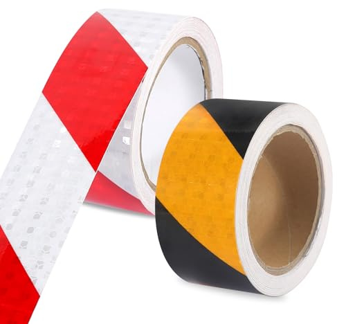 YGKYMVW Reflektierendes Klebeband Gelb Schwarz und Rot Weiß, 20m x 5cm Wasserdichtes Reflektorband Selbstklebend, Warnband Markierungsband für Fahrzeuge Autos Anhänger Draussen
