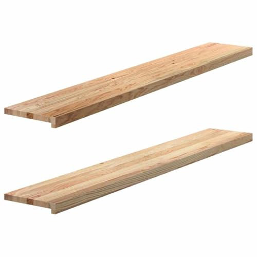 vidaXL Appuis de fenêtre 2 pcs Bois de chêne Massif Non traité, Rebord de fenêtre, Appui de fenêtre en chêne, Appui de fenêtre en Bois