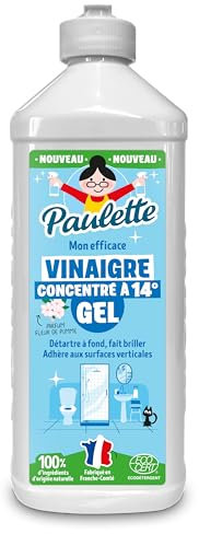 Paulette - Vinaigre Ménager en Gel Fleur de Pomme Concentré 14° - Nettoyant Détartrant Multi-Surfaces - Authentique, Naturel et Ecocert - Adhère aux Surfaces Fait Briller - Fabriqué en France - 500 ml