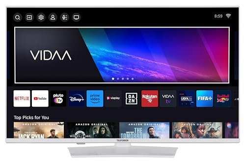 TELEFUNKEN Fernseher 40 Zoll Smart TV VIDAA XF40VP750M-W Full HD Fernseher, HDR TV mit integriertem Triple-Tuner, LED TV weiß
