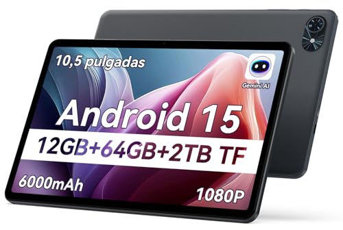 TABWEE T80 Tablet 10 Pollici Android 15-12GB RAM + 64GB ROM + 2TB TF, Tablet PC Con Wifi 5G, Batteria 6000mAh, Doppia Fotocamera, 1280 * 800 HD, Gemini AI, Bluetooth 5.0, GPS, 2 Anni Garanzia