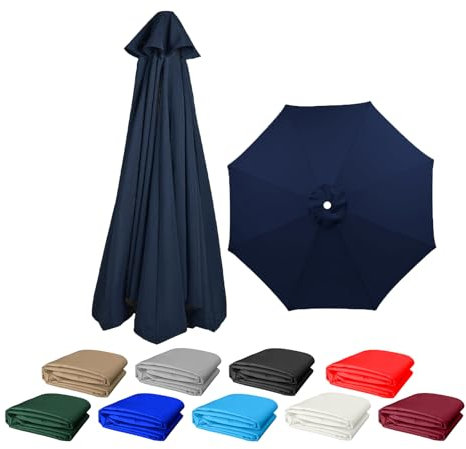 KDQRMVV Toile de Remplacement pour Parasol 350 cm Housse de Remplacement pour Parasol 8 Baleines(Color:Bleu Marine)