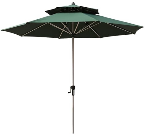 Parasol de terrasse double avec manivelle de ventilation facile Protection UV pour plage, piscine et jardin 2,7 m