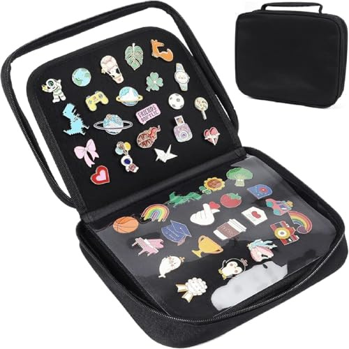 Pin Badge Display Book, 6 Page Enamel Pin Display Bag with Transparent Plastic Protective Film, Page-Flip Collection Storage Bag for Storing Enamel Pins, Sports Pins, Earrings and Brooches