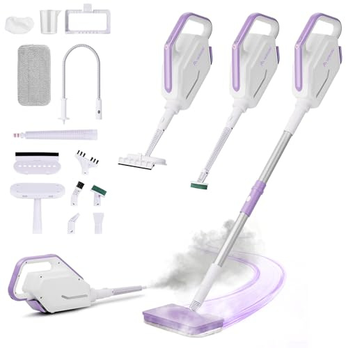AAOBOSI Steam Mop, 1300W Powerful Detachable Handheld Steamer with 350ml Tank, 11 Multi-purpose Accessories, 23FT Power Cable, Steam Mops for Floor Cleaning, Tiles, Windows, Carpets, Furniture
