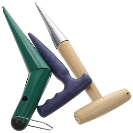 SHINEOFI Herramientas de Jardín Dibber de Acero Inoxidable con Mango de Madera Perforadora y Sacabocados Práctico para Plantación Trasplante y Abono Huertos y Macetas