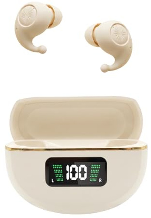eleror X9 Mini kabellose Ohrhörer zum Schlafen & täglichen Gebrauch, extrakleine Bluetooth-Ohrhörer, vollsilikonige Komfort-Mini-Ohrhörer, geräuschisolieren, sicherer Sitz, ENC für klare Anrufe (Nude)