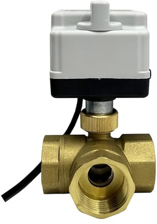 3-Wege-Kugelhahn aus Messing, 1/2'', 3/4'' und 1'' mit manuellem Schalter, 220V, 12V und 24V, Drei- und Zweiwege-Steuerung (2,12VDC_L TYPE)