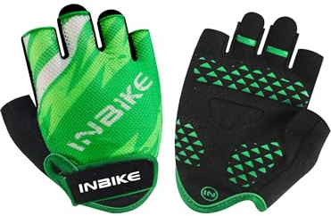 INBIKE Cycling Gloves for Kids, Anti-Slip Padded Bicycle Gloves for Boy Girl Age 5-12, Half Finger Gloves for Motorcycle Dirt Bike MTB