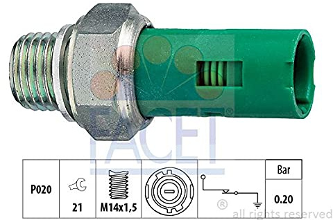 FACET Öldruckschalter Öldrucksensor 7.0131 M14x1,5 Schlüsselweite: 21 Kompatibel mit RENAULT Clio 2 BB0/1/2, CB0/1/2 KANGOO KC0/1 Trafic 2 Kasten FL Master 2 Kasten FD, OPEL Vivaro A Kastenwagen X83