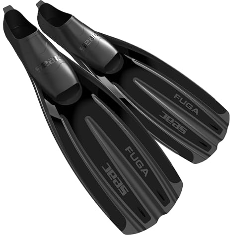 SEAC Fuga, Pinne da Subacquea per Immersioni e Apnea a Scarpetta Chiusa, Made in Italy Unisex Adulto, Nero, 42/43 EU