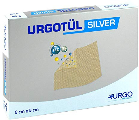 urgo 509360 Verbände, Urgotül, 5 cm x 5 cm, Silber (10-er pack)