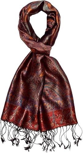 Lorenzo Cana - Herren Seidenschal Schal 100% Seide jacquard gewebt harmonische Farben mit Fransen 35 cm x 160 cm Paisleymuster Seidentuch 7818811