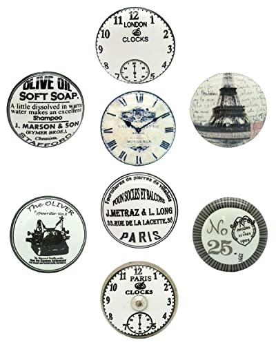 G Decor Weiß/Silber Türknäufe aus Keramik, Vintage, Antike Möbelknäufe (8er-Pack)