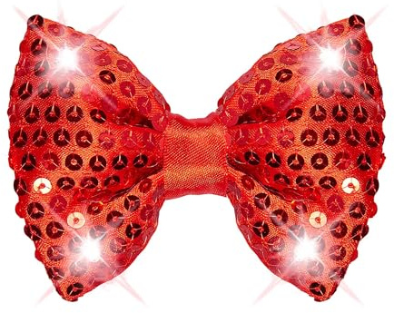 W WIDMANN MILANO Party Fashion - LED Pailletten Fliege | Leuchtendes Accessoire für Karneval, Festival, Mottoparty, Disco und auffällige Party-Outfits
