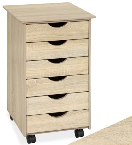 TecTake® Caisson de Bureau 65 x 36 x 40 cm Caisson à roulettes Bois Bureau Enfant Tour de Rangement à tiroirs Organisation Bureau Rangement sous Bureau Range Document Meuble tiroir Support imprimante