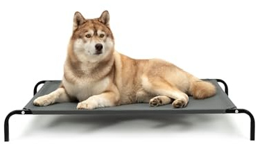 lionto Lettino rialzato per Cani Ideale per Giardino e Outdoor, (XL) 117x85 cm Grigio
