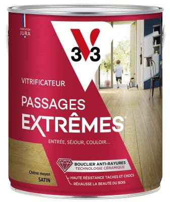 V33 Vitrificateur passages extrêmes, Chêne moyen Satin, 2,5 L