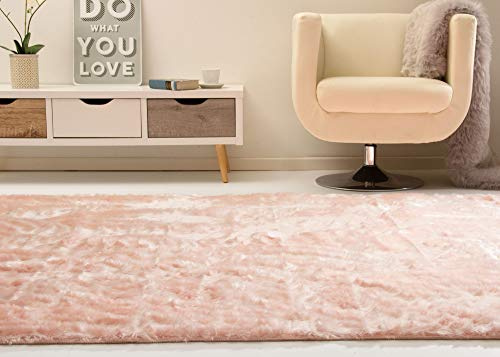 Steffensmeier Fell Hochflor Teppich Senja XL Fellimitat in Luminous Rosa, Ökotex Zertifiziert, Größe: 120x180 cm