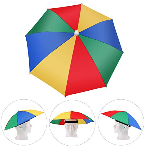 Amacoam Kopfschirm Regenschirmhut Bunt Kopfregenschirm Faltbarer Sonnenschirm Hut Regenschirm Hut Schirmhut Mini Regenschirm für Karneval Festival Strand Angeln Outdooraktivitäten Einheitsgröße