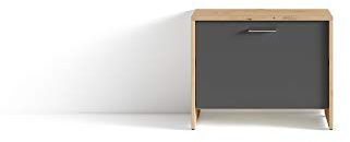 byLIVING Sitzbank Ben, Schuhschrank in Artisan Eiche-Optik Hellbraun | Front anthrazit, kleine Flur-Kommode mit Klappe und Einlegeboden, B 60, H 48, T 35 cm