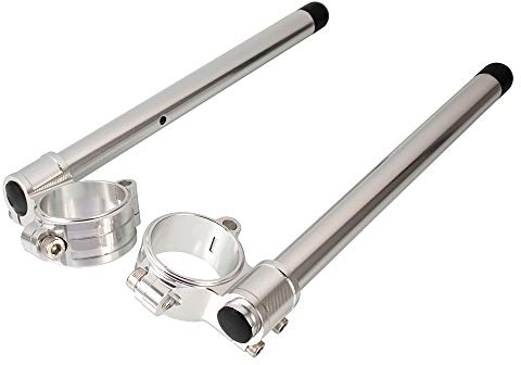 43mm Stummellenker Aufstecklenker CNC Aluminium 7/8 Zoll Rohre Motorradzubehör,Für Yamaha YZF R6,für Kawasaki ZX6R,für CBR600 F4/F4I,für Speed Triple 900,für GSX750R/GSX1100R (Silber)