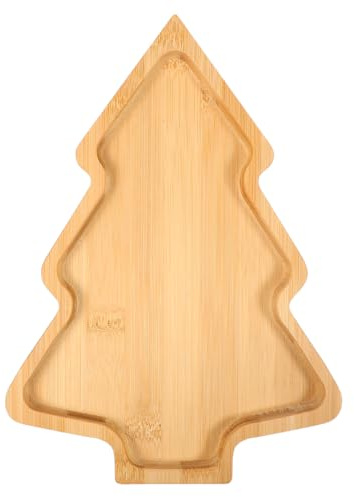 Amosfun Christmas Charcuterie Board Xmas Tree Shaped Food Serving Platter, Holiday Appetizer Tray Cheese Board, Christmas Kitchen Decoration (28x20cm)