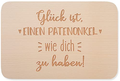 JUNIWORDS Frühstücksbrettchen, Glück ist, einen Patenonkel wie dich zu haben, Holzbrett Frühstücksbrett Holzbrettchen