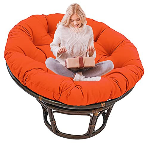 SRHWBF Papasan Sitzkissen Papasan Stuhlkissen Papasansessel Kissen mit Krawatten für Garten Camping extra großes bequemes Sitzkissen (NUR Kissen) (Orange Ø105cm/41.3 in)