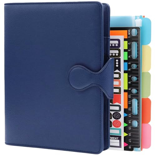 HXRTANGS PU Leder Notizbuch A5, 6 Löcher Ringbuch Nachfüllbare Tagebuch Business Notizbuch mit Stifthalter/Zubehör, 100gsm Liniert Papier 80 Blatt / 160 Seiten, Blau