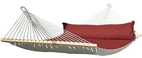 Potenza Outdoor Panama Hängematte 210 x 140 cm, Stabhängematte, Doppelhängematte Belastbarkeit bis 200 kg (Rot)